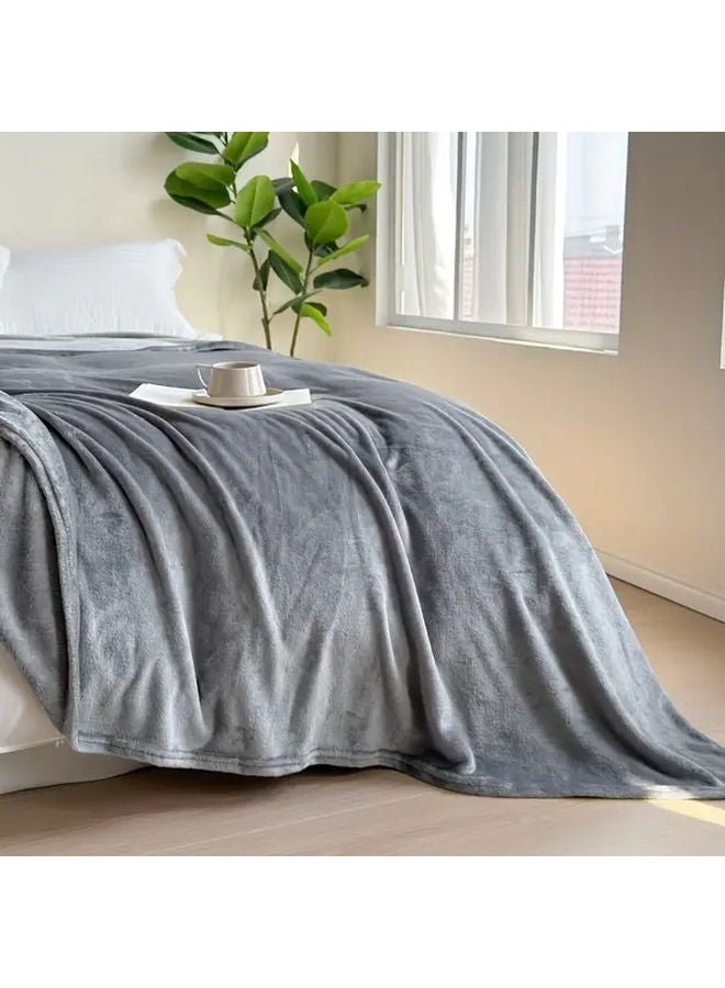 Grey Flannel Throw Blanket 78 74x90 55 Inch Soft Plush All Season Bedspread Couch Cover Machine Washable - Image 5